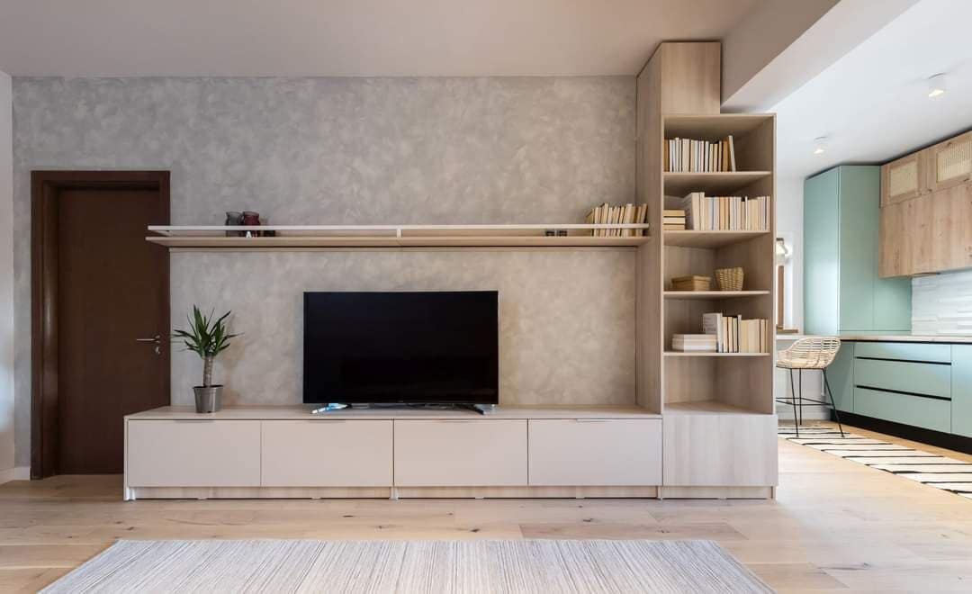 Living și bucătărie — Apartament cu note naturale