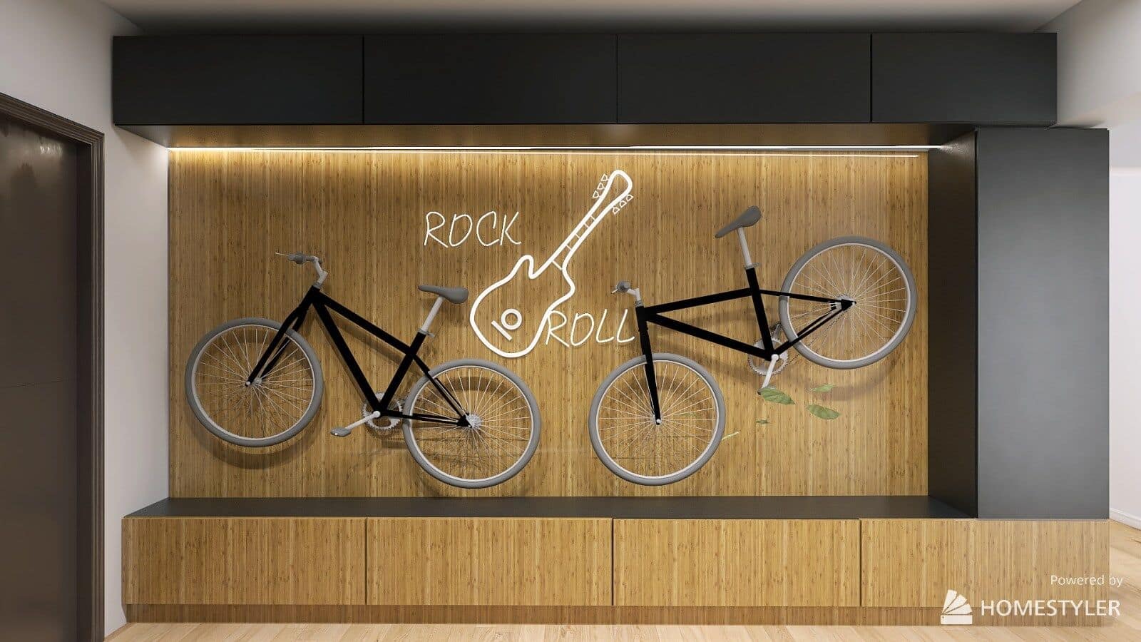 Simulare 3D: Hol cu spațiu pentru biciclete