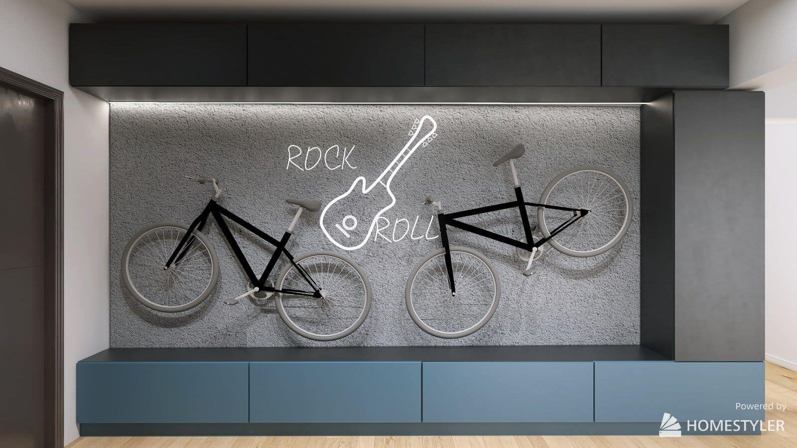 Simulare 3D: Hol cu spațiu pentru biciclete
