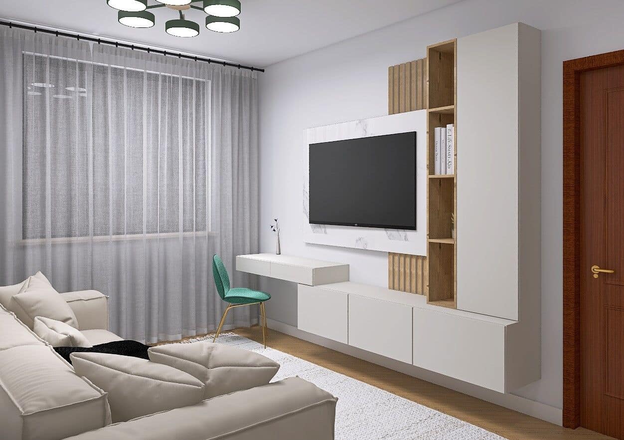 Simulare 3D: Living cu birou